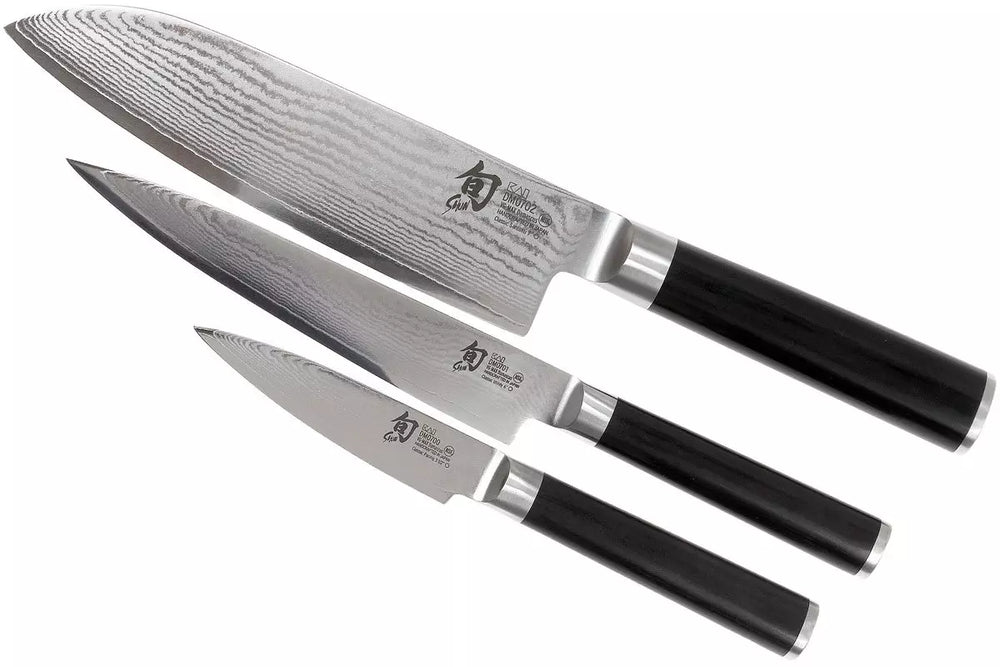 Kai Messenset Shun Classic - 32 lagers damaskusstål - (Officemes + Universelt Mes + Santoku Mes) 3-delt - DMS-310