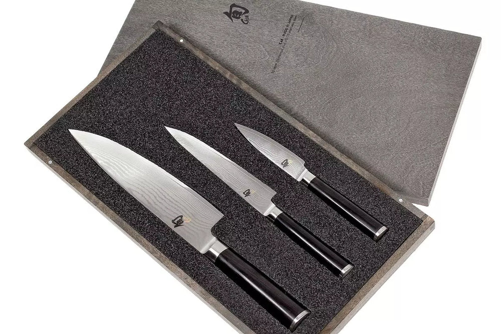 Kai Messenset Shun Classic - 32 lagers damaskusstål - (Officemes + Universelt kniv + Kokkekniv) 3-delt - DMS-300