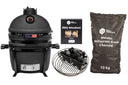 Keij Kamado BBQ Startersæt - Legend Compact Black 15 tommer - med Trækul, Tændblokke & Kolenkurv