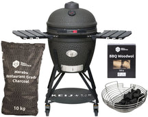 Keij Kamado BBQ Startersæt - Legend Large Black 21 inch - med Trækul, Tændblokke & Kolenmand