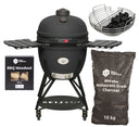 Keij Kamado BBQ Startersæt - Legend XL Black 23 tommer - med Trækul, Tændblokke & Kolenmand