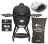 Keij Kamado BBQ Startersæt - Legend XL Black 23 tommer - med Trækul, Tændblokke & Kolenmand