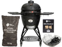 Keij Kamado BBQ Startersæt - Pro Large Black 21 inch - med Trækul, Tændblokke & Kulkurv