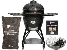 Keij Kamado BBQ Startersæt - Pro Large Black 21 inch - med Trækul, Tændblokke & Kulkurv