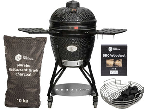 Keij Kamado BBQ Startersæt - Pro Large Black 21 inch - med Trækul, Tændblokke & Kulkurv