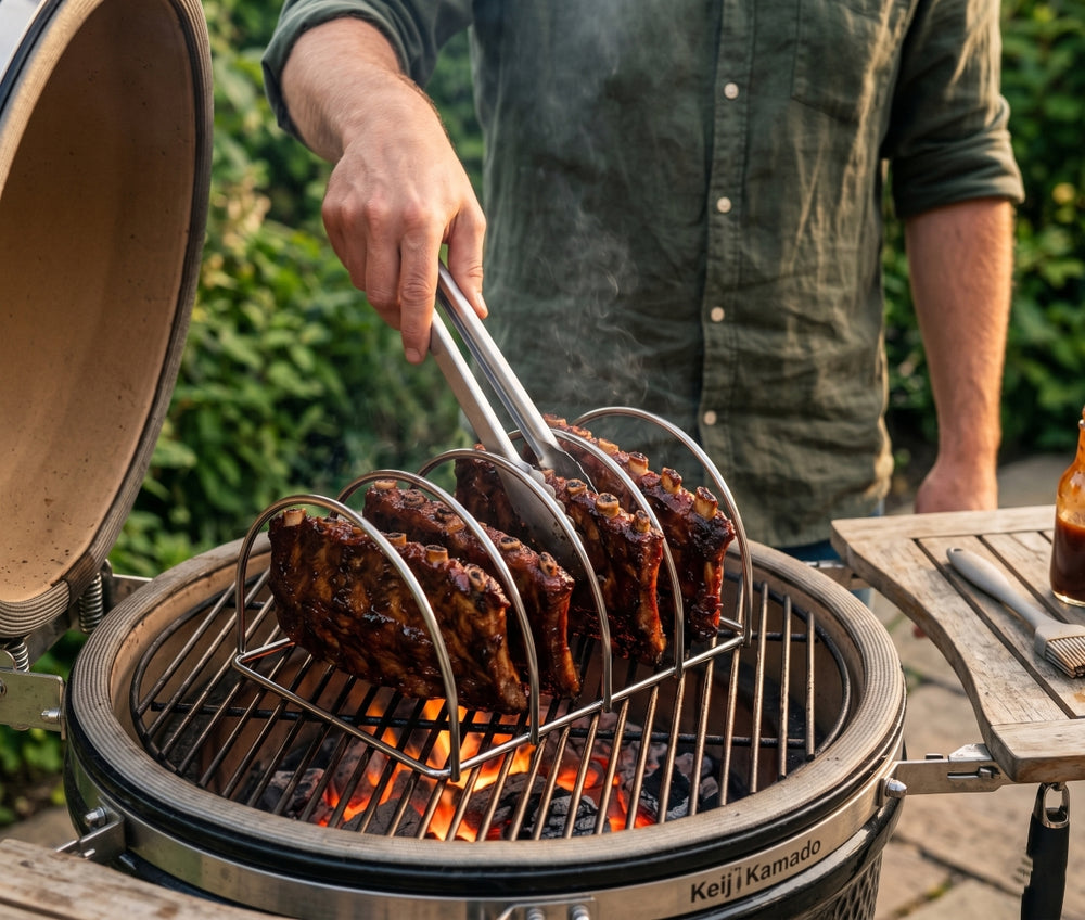 Keij Kamado BBQ Sparerib Rek Small - RVS - til 4 spareribs