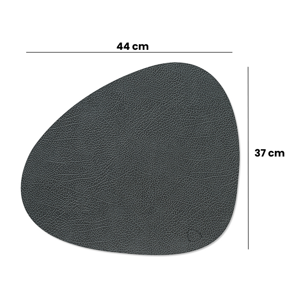 LIND DNA Placemats Hippo - Læder - Black Anthracite - Curved - 44 x 37 cm - 2 Styk