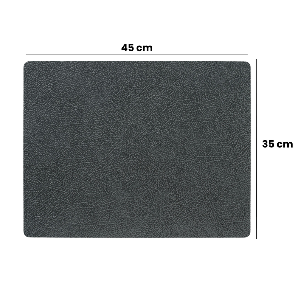 LIND DNA Placemats Hippo - Læder - Black Anthracite - 45 x 35 cm - 2 Stykker