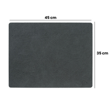LIND DNA Placemats Hippo - Læder - Black Anthracite - 45 x 35 cm - 2 Stykker