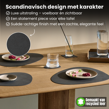 LIND DNA Placemats Nupo - Læder - Sand - Curved - 44 x 37 cm - 2 Styk