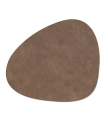 LIND DNA Placemats Nupo - Læder - Brun / Sand - dobbelt-sidet - Curved - 44 x 37 cm - 2 Styk