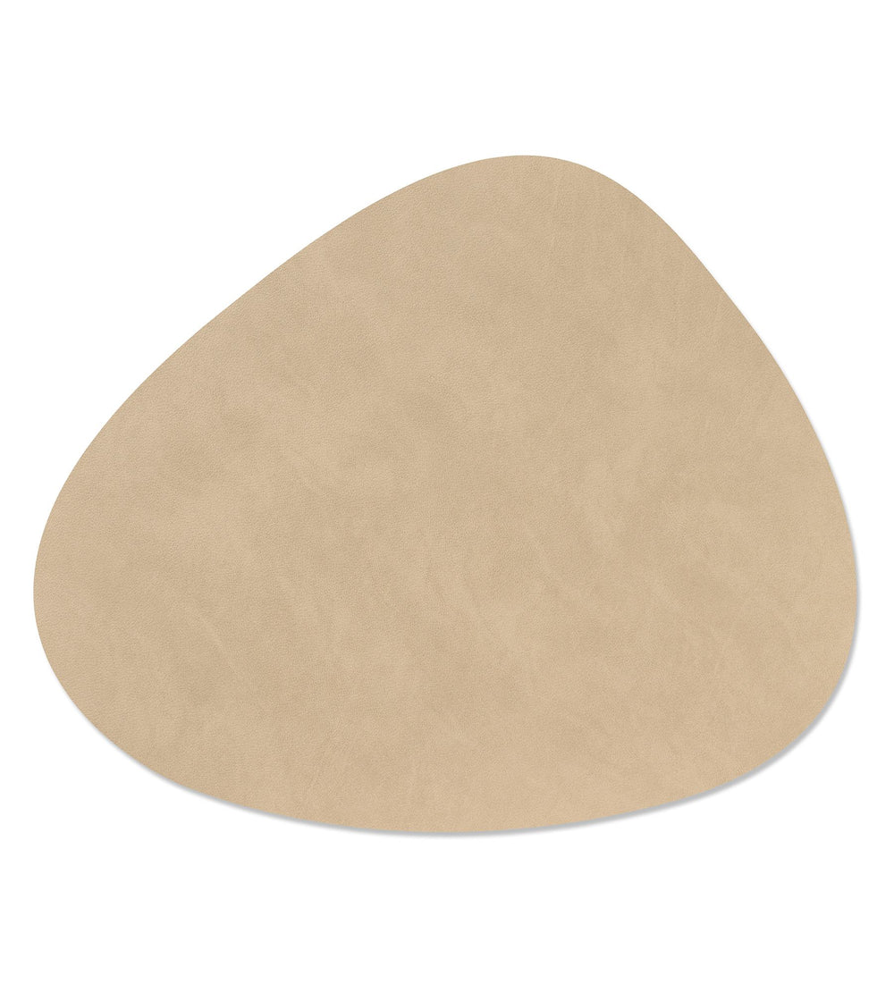 LIND DNA Placemats Nupo - Læder - Brun / Sand - dobbelt-sidet - Curved - 44 x 37 cm - 2 Styk