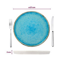 Cosy & Trendy Serviesset Laguna Azzurro 24-delig / 6 personer - 6 dinerborde, 6 kopper, 6 morgenmadstallerkener og 6 skåle