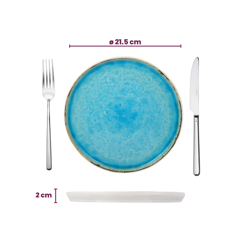 Cosy & Trendy Serviesset Laguna Azzurro 24-delig / 6 personer - 6 dinerborde, 6 kopper, 6 morgenmadstallerkener og 6 skåle