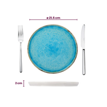 Cosy & Trendy Serviesset Laguna Azzurro 24-delig / 6 personer - 6 dinerborde, 6 kopper, 6 morgenmadstallerkener og 6 skåle