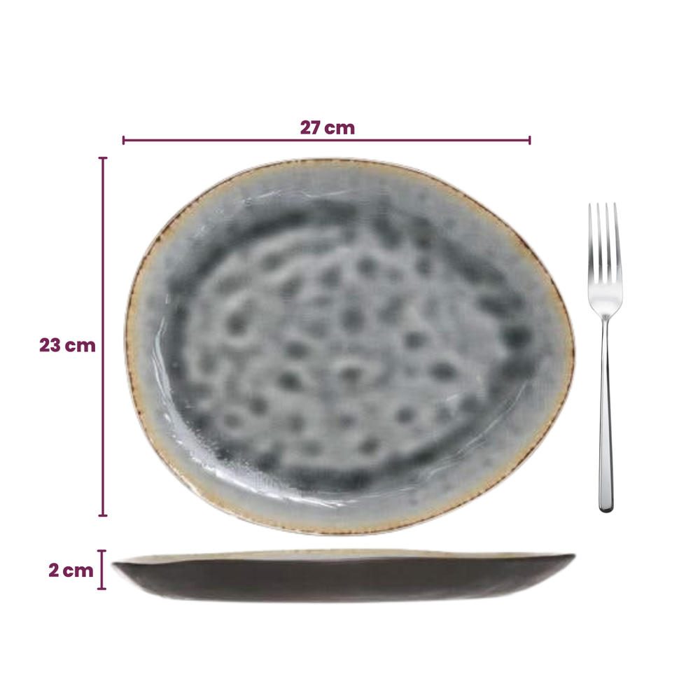 Cosy & Trendy Serviesset Organic Laguna Blue Grey 24-delig / 6 personer - 6 dinerborden, 6 bekers, 6 ontbijtborden og 6 dybe boller