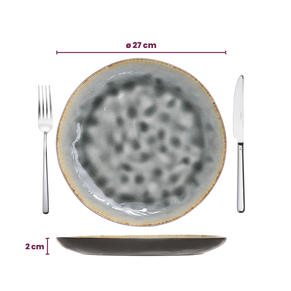 Cosy & Trendy Dinerborden Laguna Blue Grey ø 27 cm - 4 Stuks