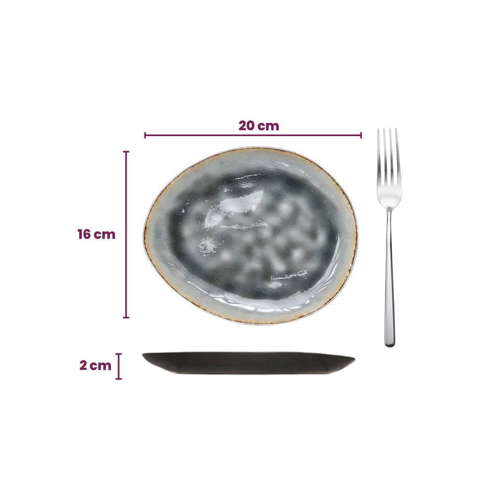 Cosy & Trendy Serviesset Organic Laguna Blue Grey 24-delig / 6 personer - 6 dinerborden, 6 bekers, 6 ontbijtborden og 6 dybe boller