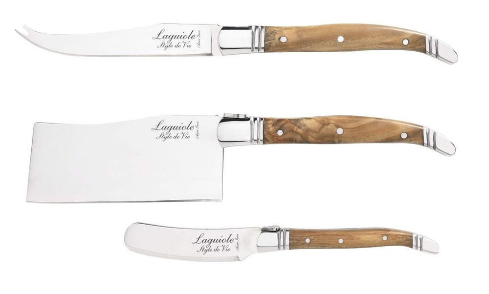 Laguiole Style De Vie Luxury Line Osteskærere Oliventræ 3 - delig
