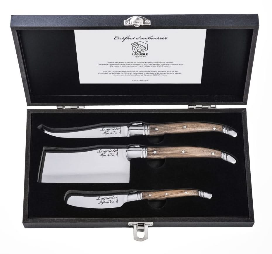 Laguiole Style De Vie Luxury Line Osteskærere Oliventræ 3 - delig