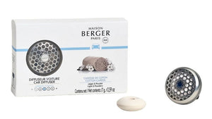Maison Berger Autoparfum / Autodiffuser Silver - Cotton Caress - Med Genopfyldning