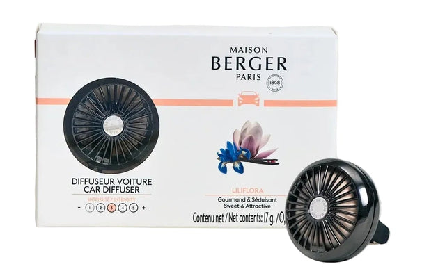 Maison Berger Autoparfum / Autodiffuser Gun Metal - Liliflora - Med Genopfyldning