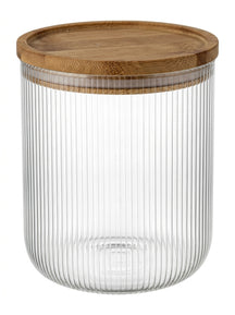 Cookinglife Opbevaringskrukker sæt Boro Lines - Glas Bamboe Låg - ø 11 cm - 980 ml - 3 stk.