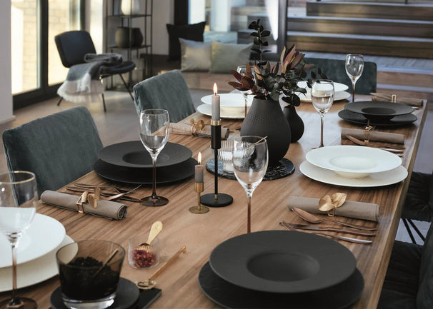 Villeroy & Boch Serviesset Manufacture Rock - Hvid 12-delt / 4 personer - 4 middagstallerkener, 4 morgenmadstallerkener & 4 pastatallerkener