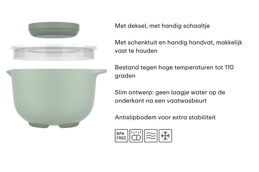 Mepal Beslagkomsæt Chef It Nordic Sage 2-delt - Beslagkom med låg 3 liter + Spatel