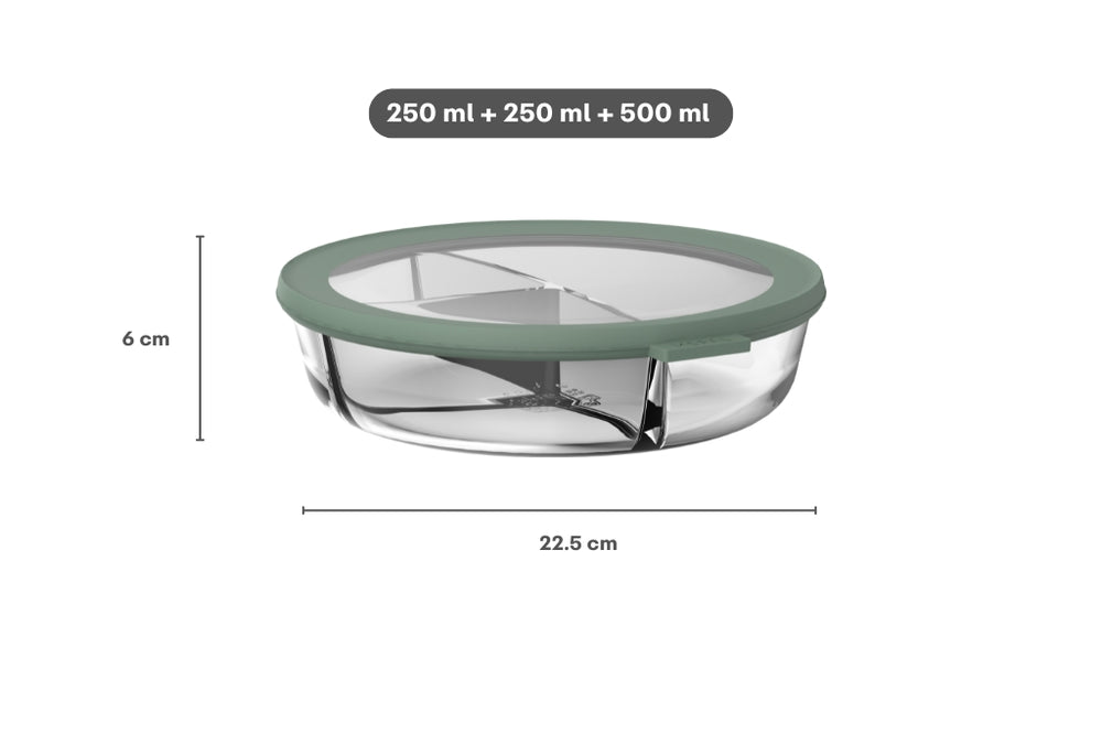 Mepal Glas Opbevaringsboks Cirqula Nordic Sage 3-Vaks - 1 liter