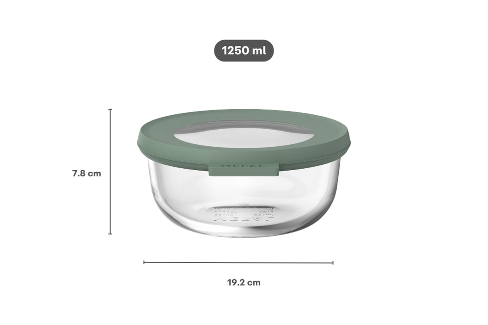 Mepal Glas Opbevaringsboks Cirqula Nordic Sage Rund - 1,25 liter
