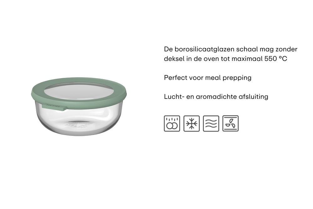 Mepal Glas Opbevaringsboks Cirqula Nordic Sage Rund - 1 liter