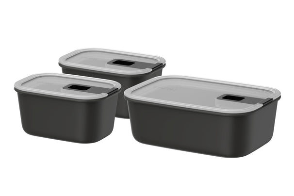 Mepal Opbevaringsbokse EasyClip Nordic Black 3-delt - 2x 450 ml + 1 liter