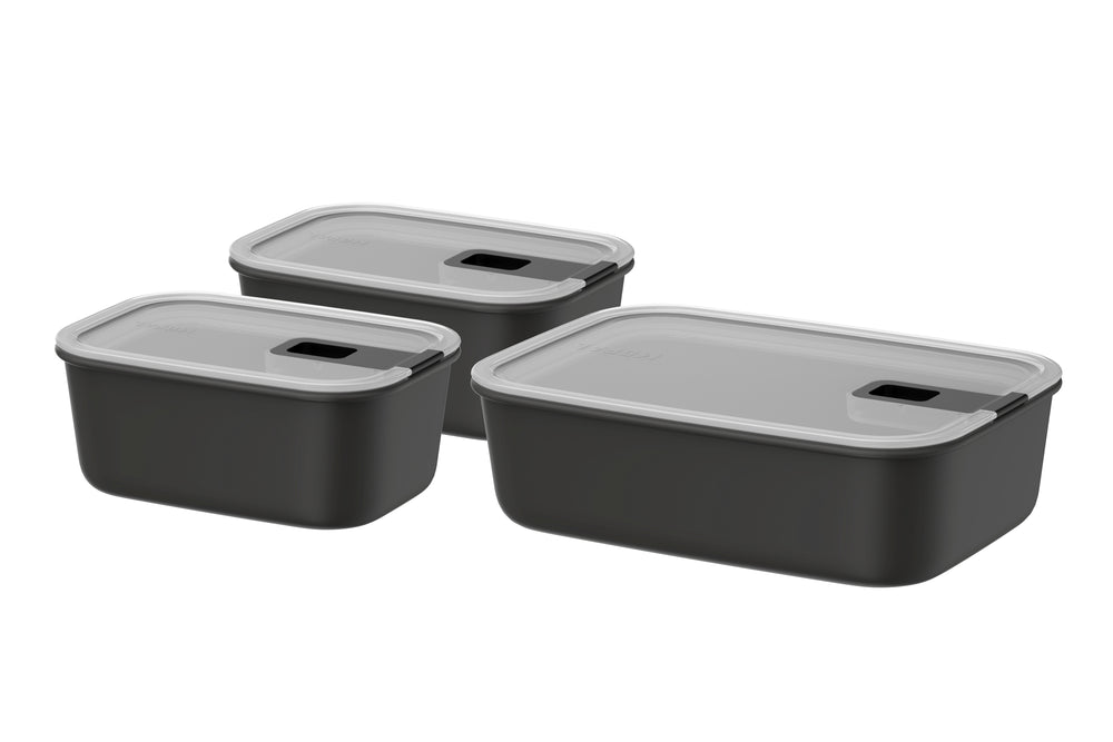 Mepal EasyClip opbevaringsbokse Nordic Black 3-delt - 2x 700 ml + 1,5 liter