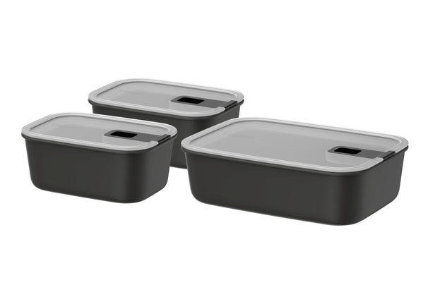 Mepal EasyClip opbevaringsbokse Nordic Black 3-delt - 2x 700 ml + 1,5 liter