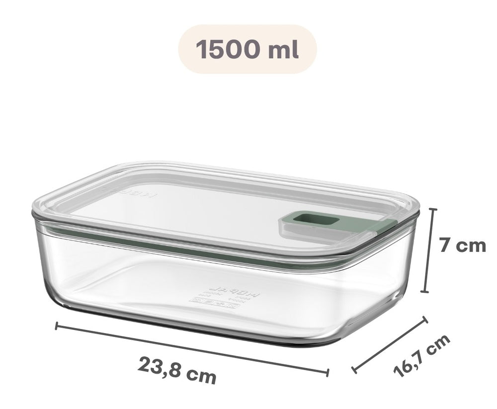 Mepal Ovenschaal / Lasagneschaal med låg EasyClip Nordic Sage - Glas - 1,5 liter