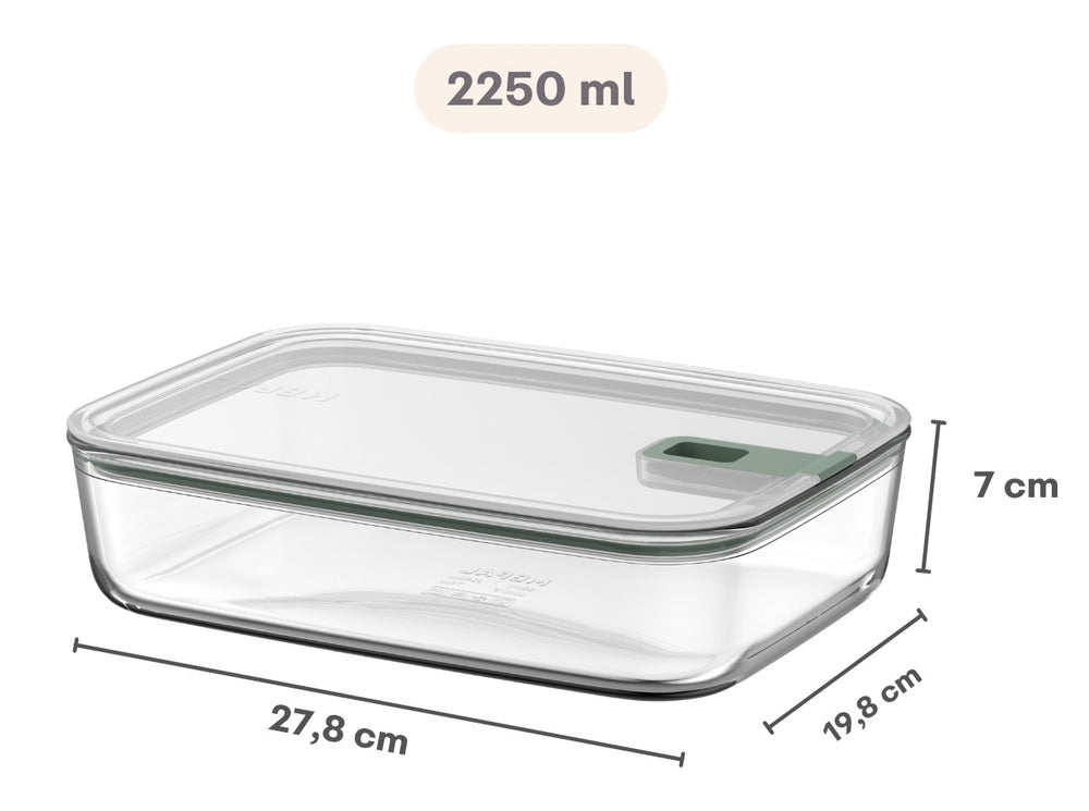 Mepal Ovnsskål / Lasagneskål med låg EasyClip Nordic Sage - Glas - 2,25 liter