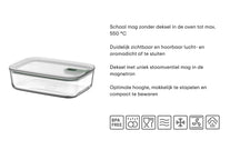 Mepal Ovenschaal / Lasagneschaal med låg EasyClip Nordic Sage - Glas - 1,5 liter