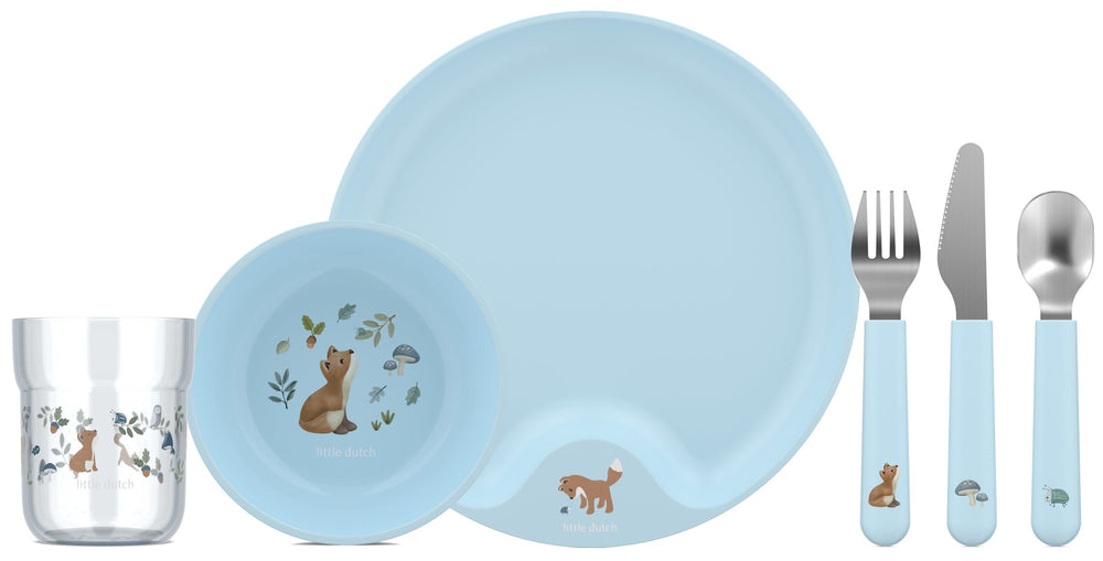 Mepal Børneservice Mio Forest Friends 6-delt - bestik, tallerken, skål og glas