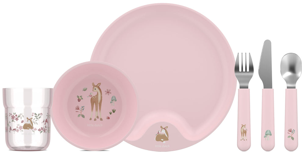 Mepal Børneservice Mio Fairy Garden 6-delt - bestik, tallerken, skål og glas