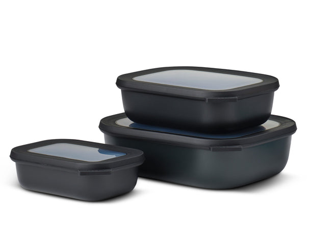 Mepal Opbevaringsbokse Cirqula Nordic Black Rektangulær 3-delt - 500 ml + 1 liter + 2 liter