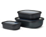 Mepal Opbevaringsbokse Cirqula Nordic Black Rektangulær 3-delt - 500 ml + 1 liter + 2 liter