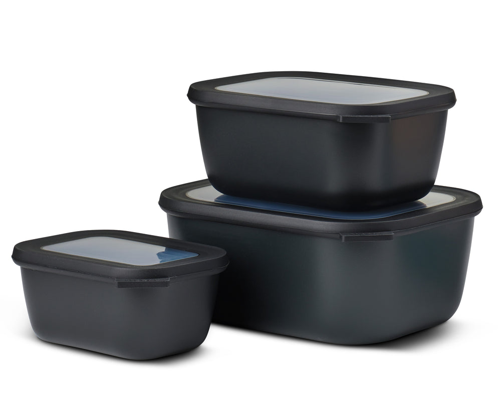 Mepal Opbevaringsbokse Cirqula Nordic Black Rektangulær 3-delt - 750 ml + 1,5 liter + 3 liter