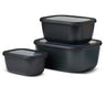 Mepal Opbevaringsbokse Cirqula Nordic Black Rektangulær 3-delt - 750 ml + 1,5 liter + 3 liter