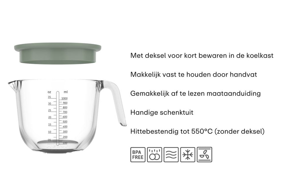 Mepal Glas Målebæger Chef It Nordic Sage - med Låg - 1 liter