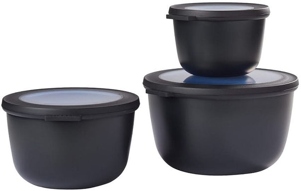 Mepal Opbevaringsbokse Cirqula Nordic Black Rund 3-delt - 500 ml + 1 liter + 2 liter