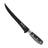 Messermeister Fileermes Avanta BBQ 18 cm met zwart titanium lemmet, vrijstaand op witte achtergrond