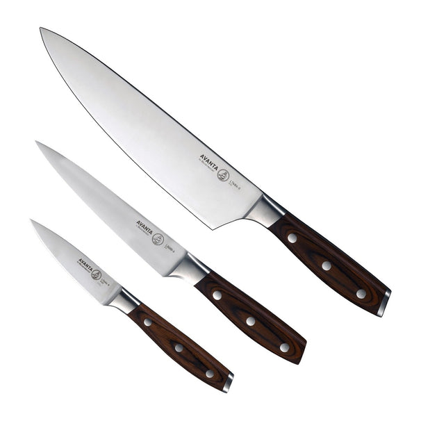 Messermeister Knivsæt Avanta Pakkatræ 3-delt - Kokkekniv, Universalkniv & Skrællekniv