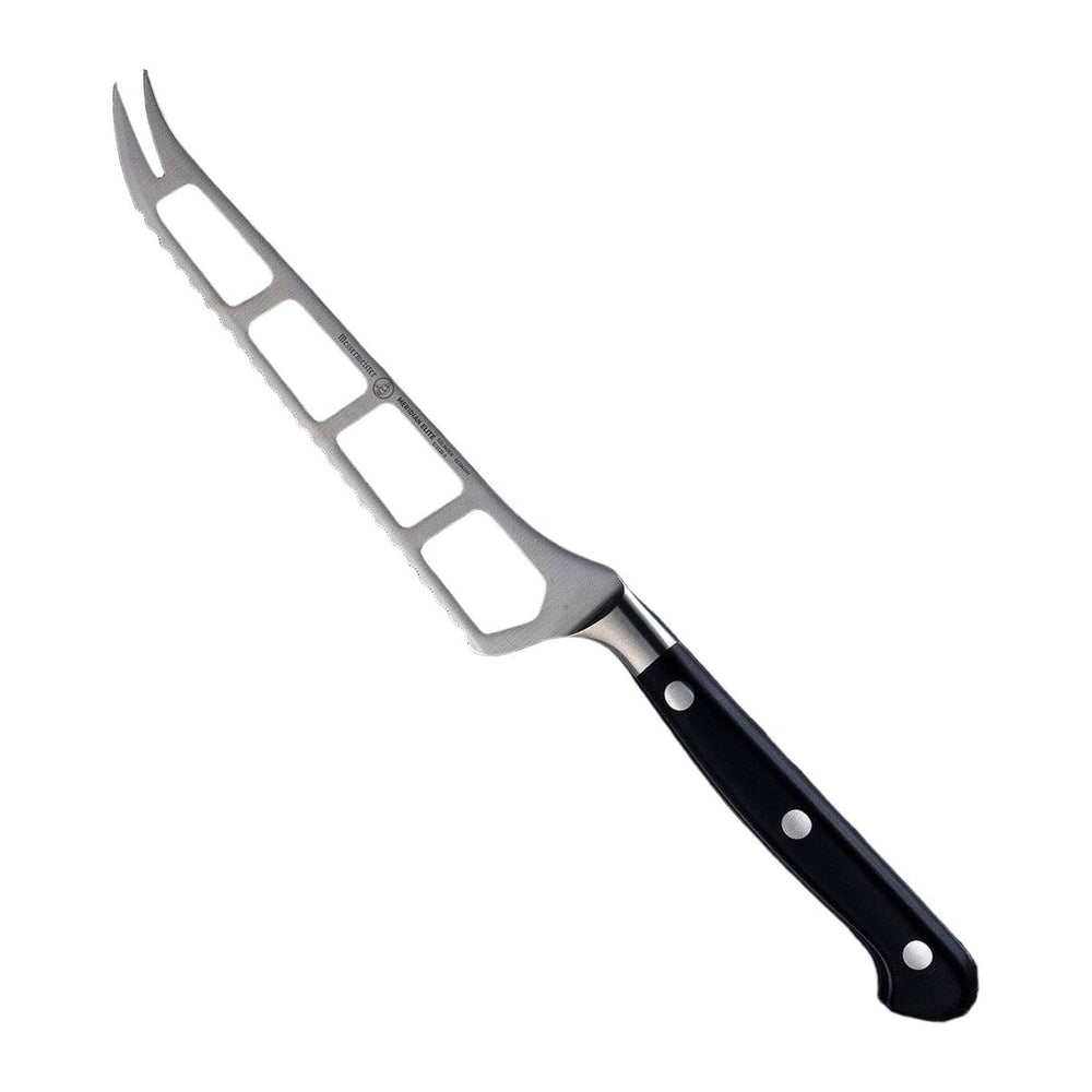 Messermeister Tomatenmes Kaasmes Meridian Elite 13 cm met zwart heft, vrijstaand op witte achtergrond