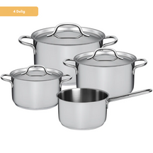 Sola Pannenset Mirage 4-Delig RVS - Kookpan ø 16, 18, 20 cm & Steelpan ø 16 cm - egnet til alle varmekilder